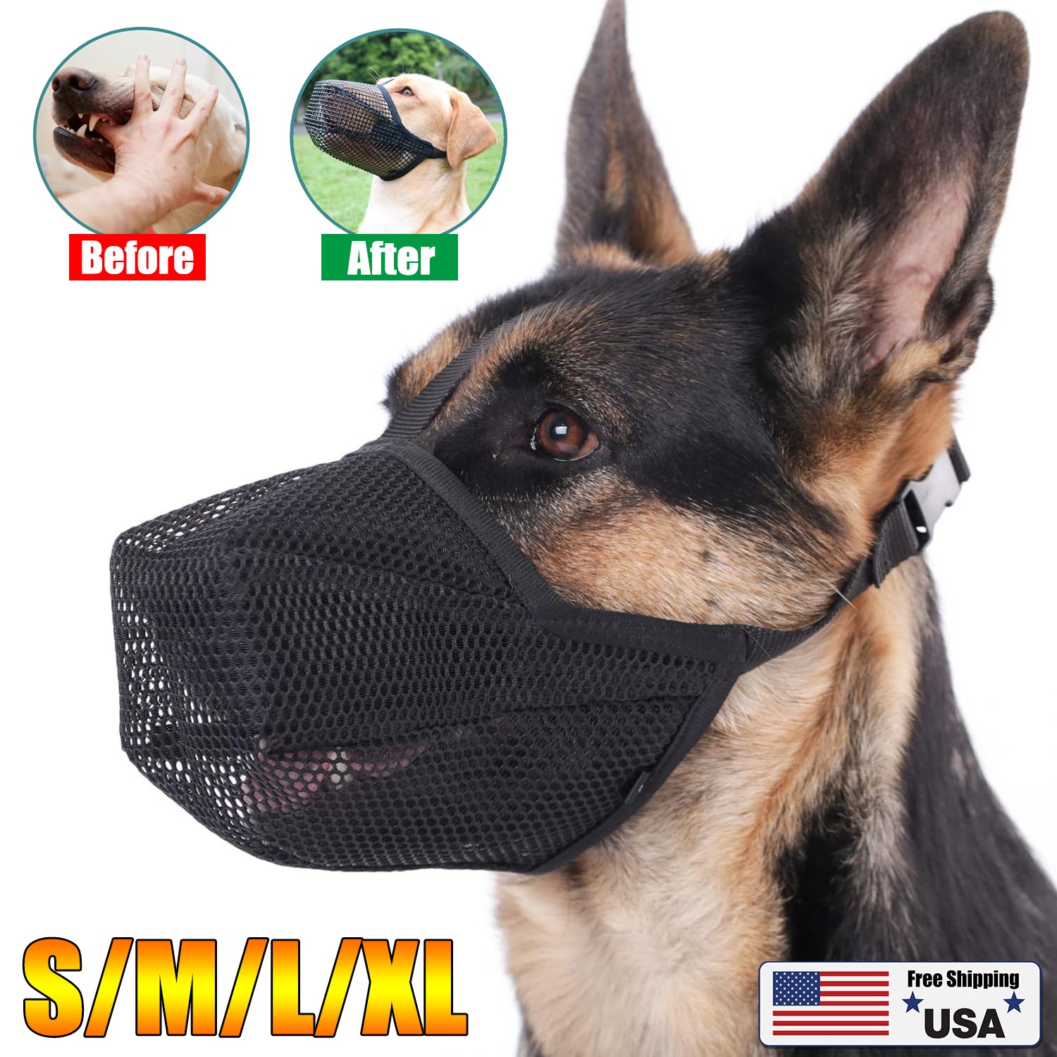 Dog Muzzle, Soft Mesh Muzzle for Small Medium Large Dogs for Scavenging Drink US
