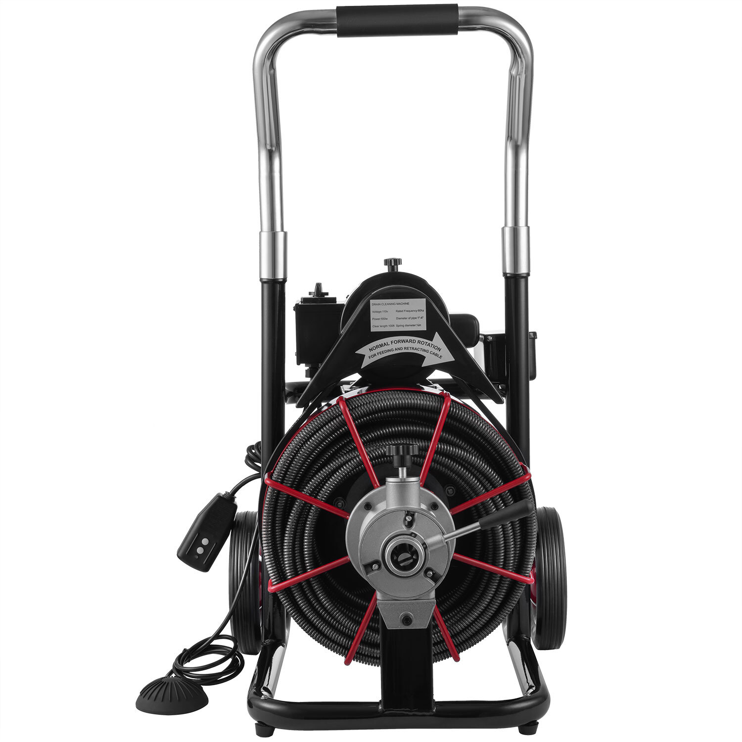 Auto Feed Drain Auger Cleaner Electric 100' x 1/2" Sewer Snake Cleaning Machine