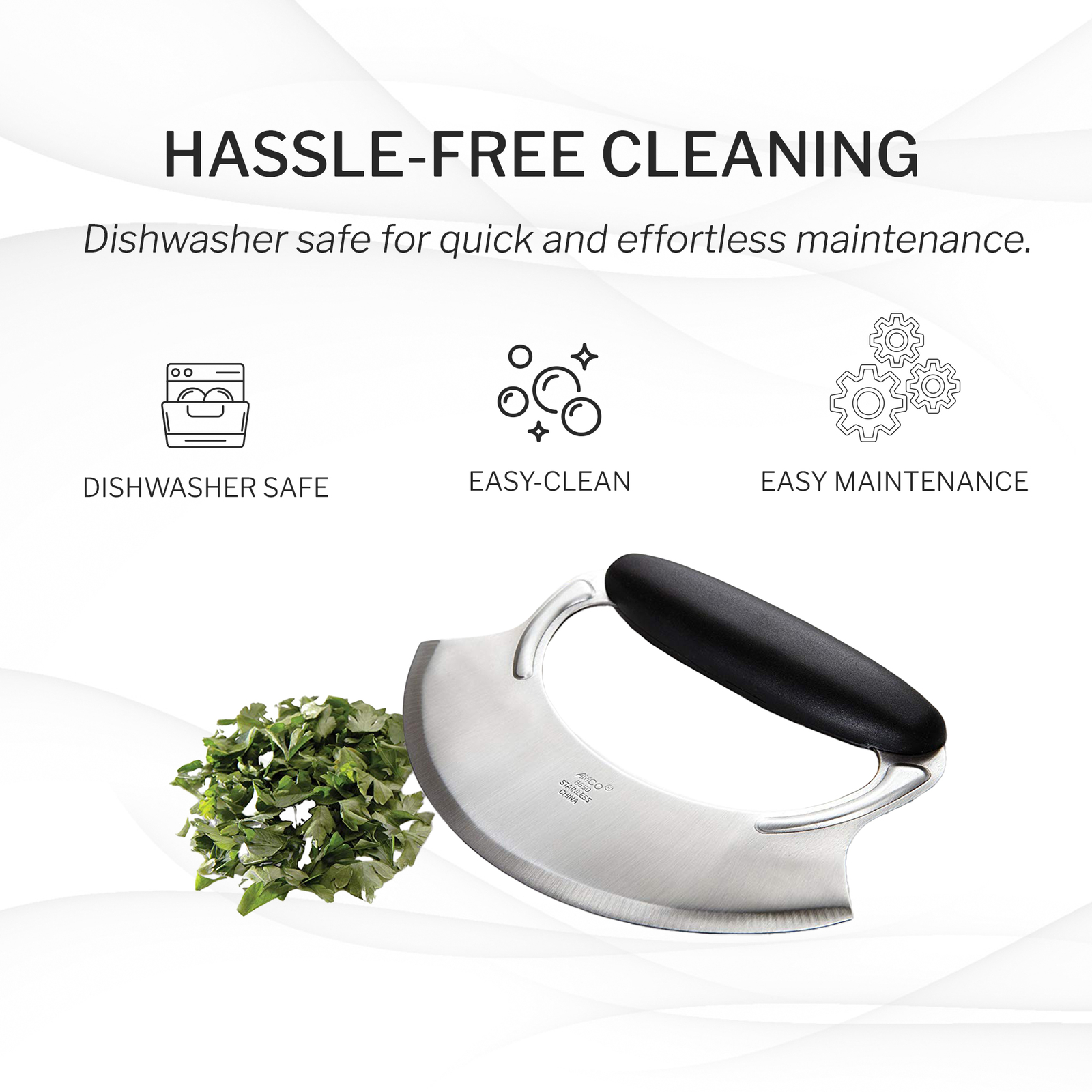 Amco Mezzaluna Stainless Steel With Non Slip Silicone Handle Silver