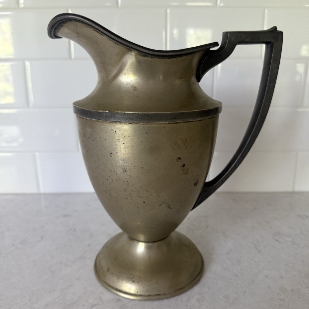 Queen City Silver Co SHEFFIELD Nickel Silverplate Copper? Two Tone Pitcher