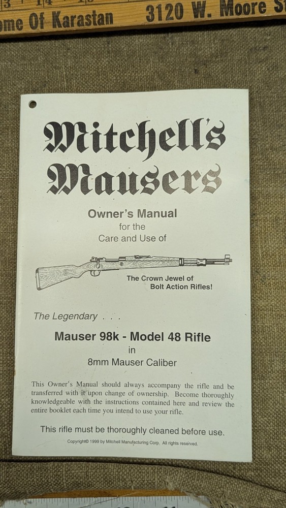 Instruction Manual, Vintage Mitchell's Mausers manual