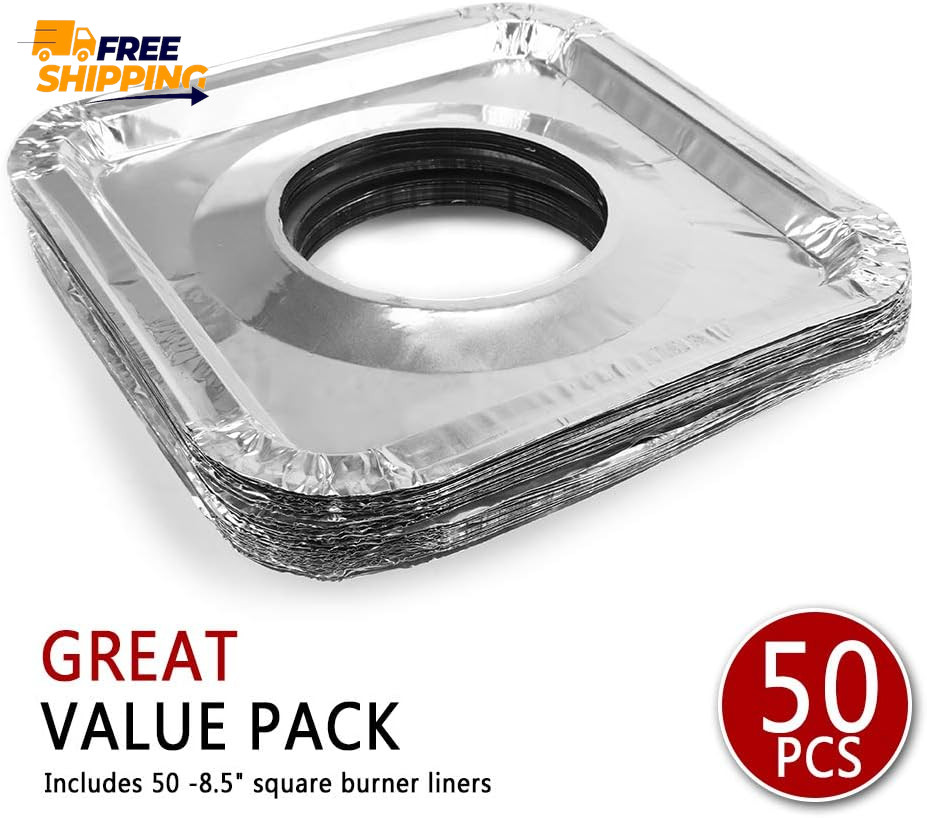 Aluminum Foil Gas Stove Burner Liners 50 Pack Stove Burner Covers Disposable 💪