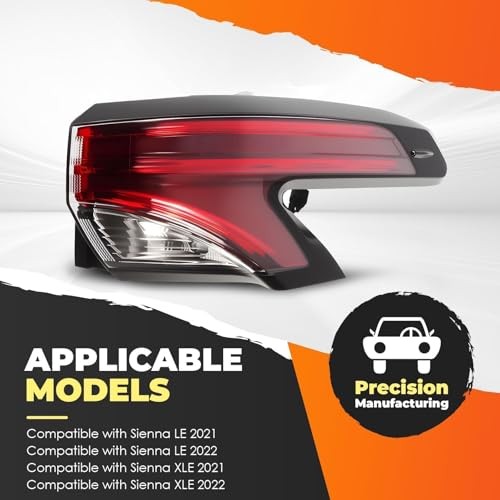 Passenger Side Outer Tail Light Assembly Compatible with Sienna LE XLE Right