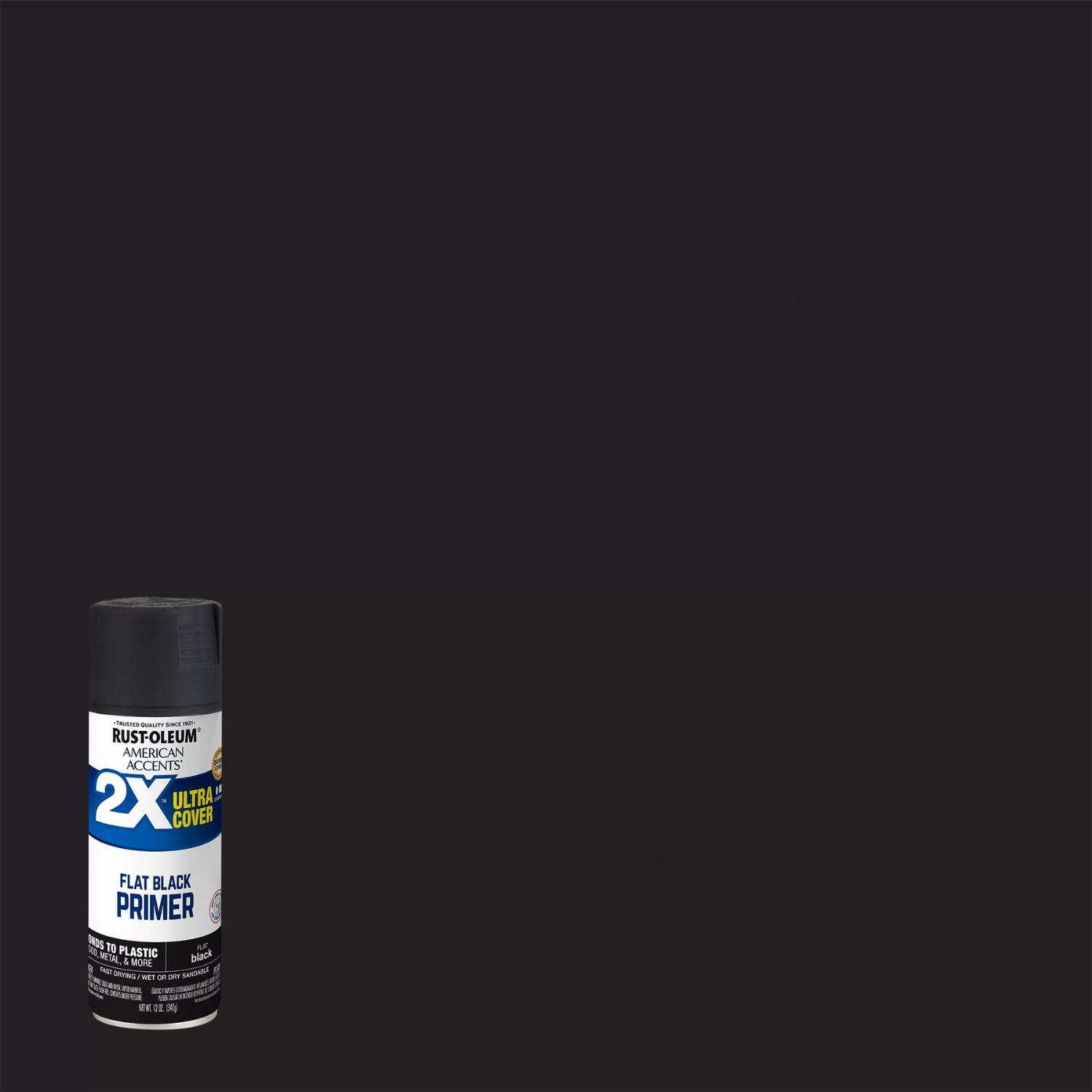 (2 Pack) Black Primer, American Accents 2X Ultra Cover Flat Spray Paint - 12 oz