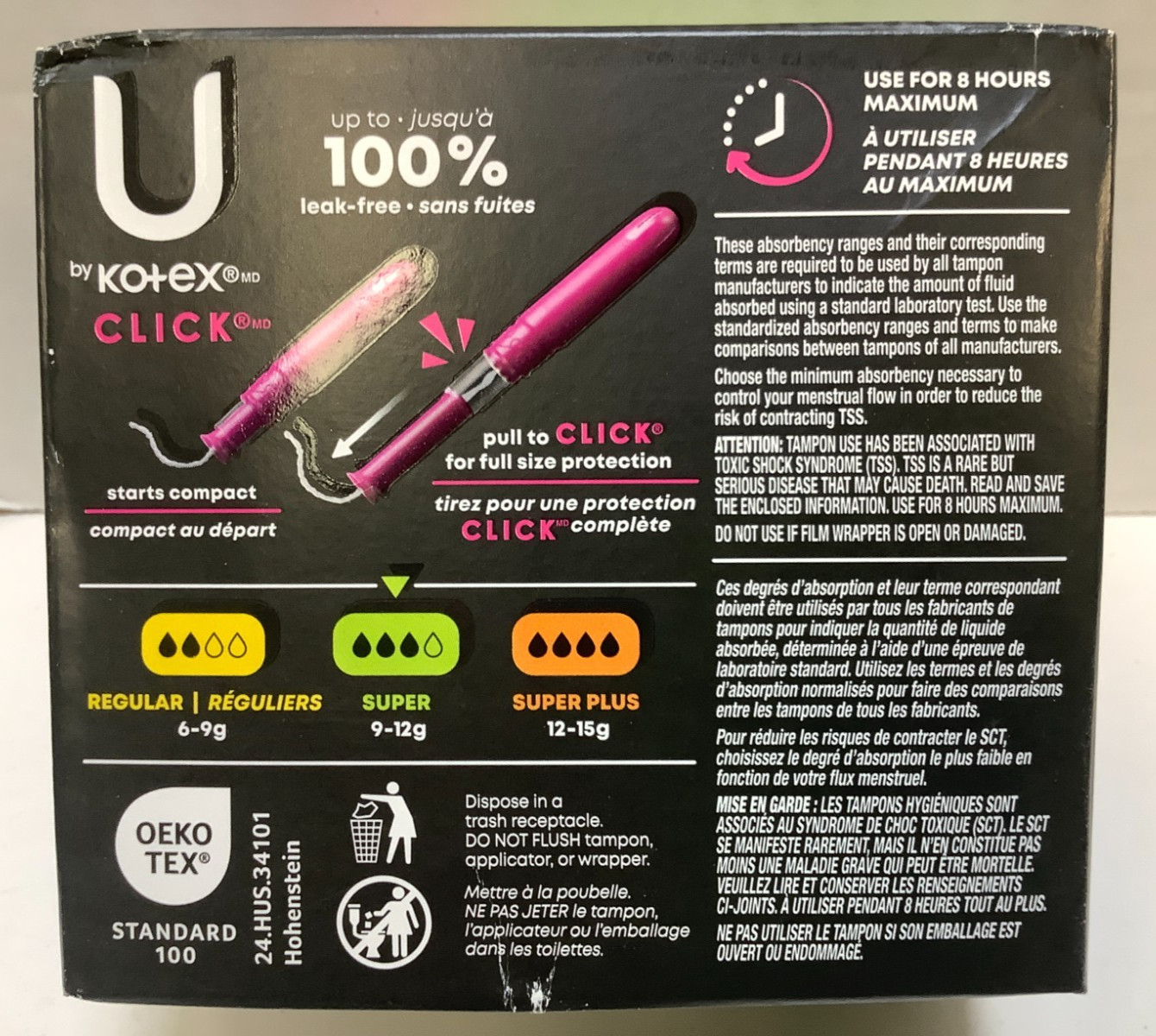 U By Kotex Click Compact Unscented Tampons, Super, 128ct, Free Shipping!!!