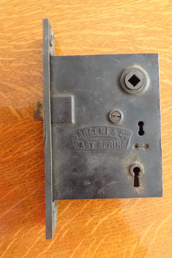 Antique Sargent Easy Spring Bare Mortise Lock -2 Push Buttons Plus key
