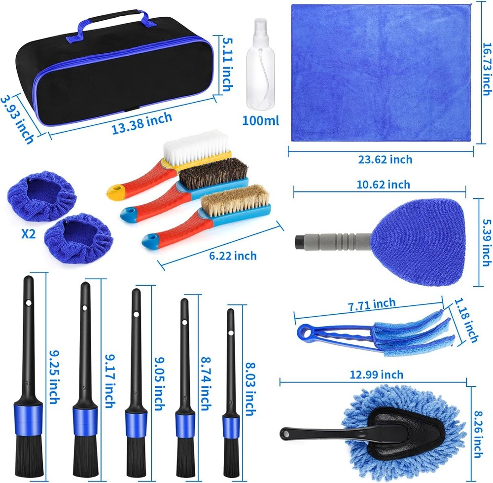 17Pcs Car Detailing Brush Set Drill not include