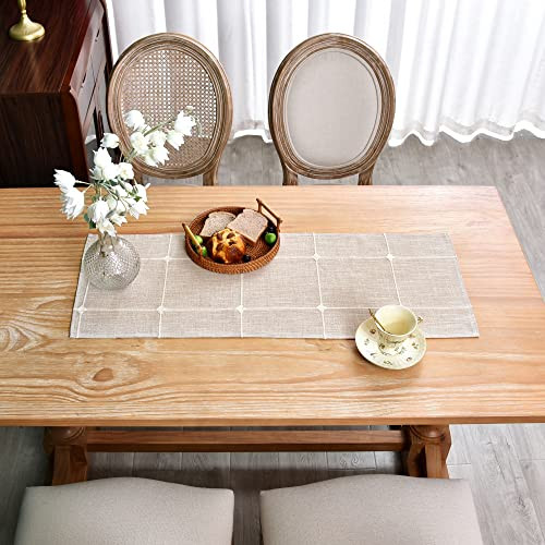 Embroidered Cloth Table Runner Rustic Plaid Farmhouse Table Runners Checkered