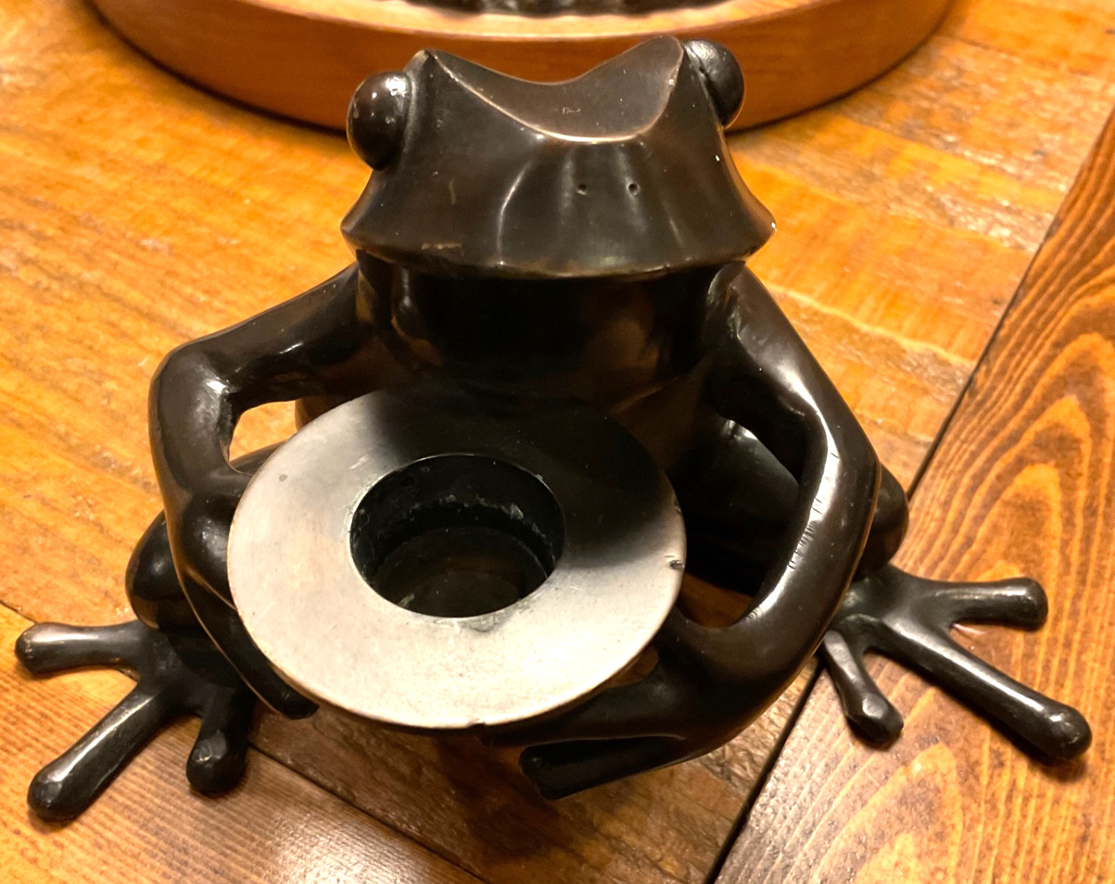 Bronze Statue Irving the Frog w/Top Hat Candle Holder-Restoration Hardware India
