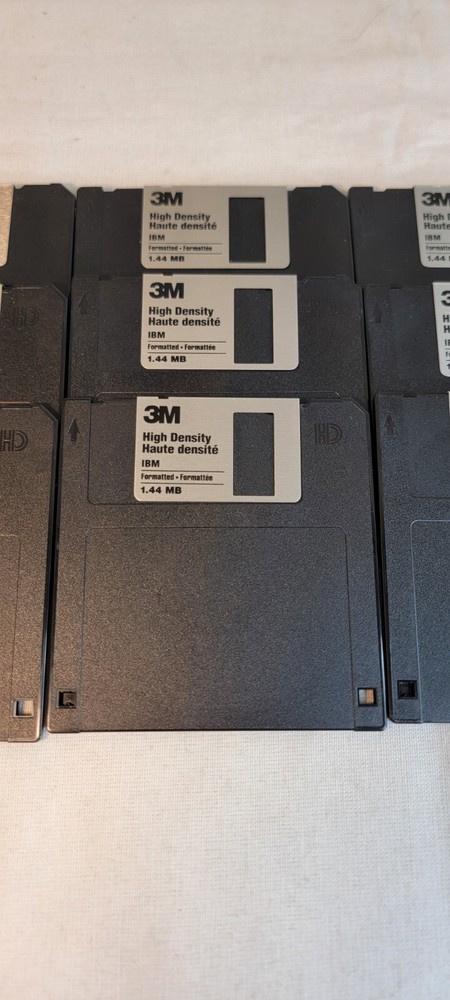 3M High Density 3.5" Diskettes Floppy Disc ONLY 9 IBM Formatted DS -Opened