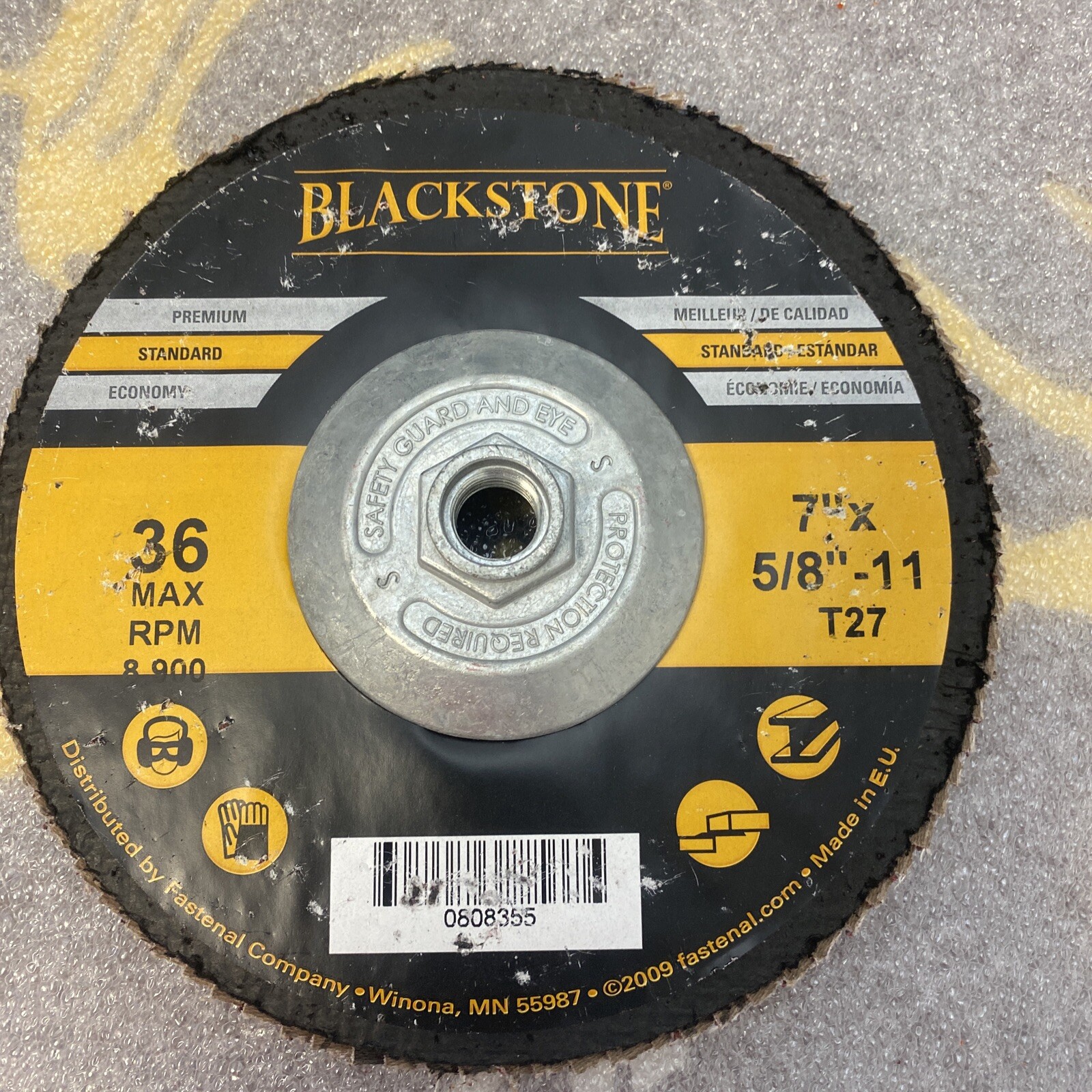 7" x 5/8"-11 Type 27 36-Grit Ceramic Flap Disc w/ Fiberglass Backing