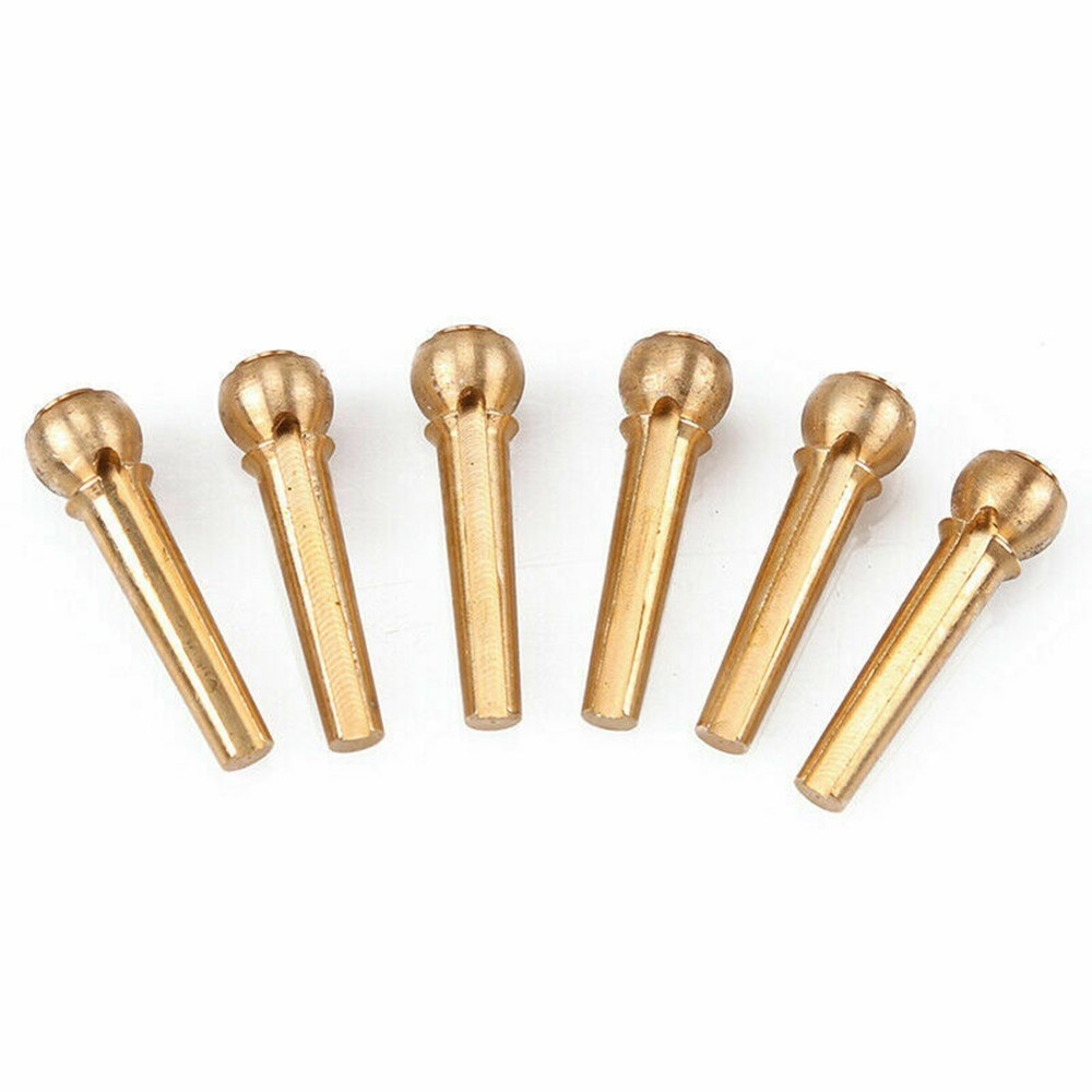 6Pcs Acoustic Guitar Brass Bridge Pins Brass Cone String Dot Solid String Nails
