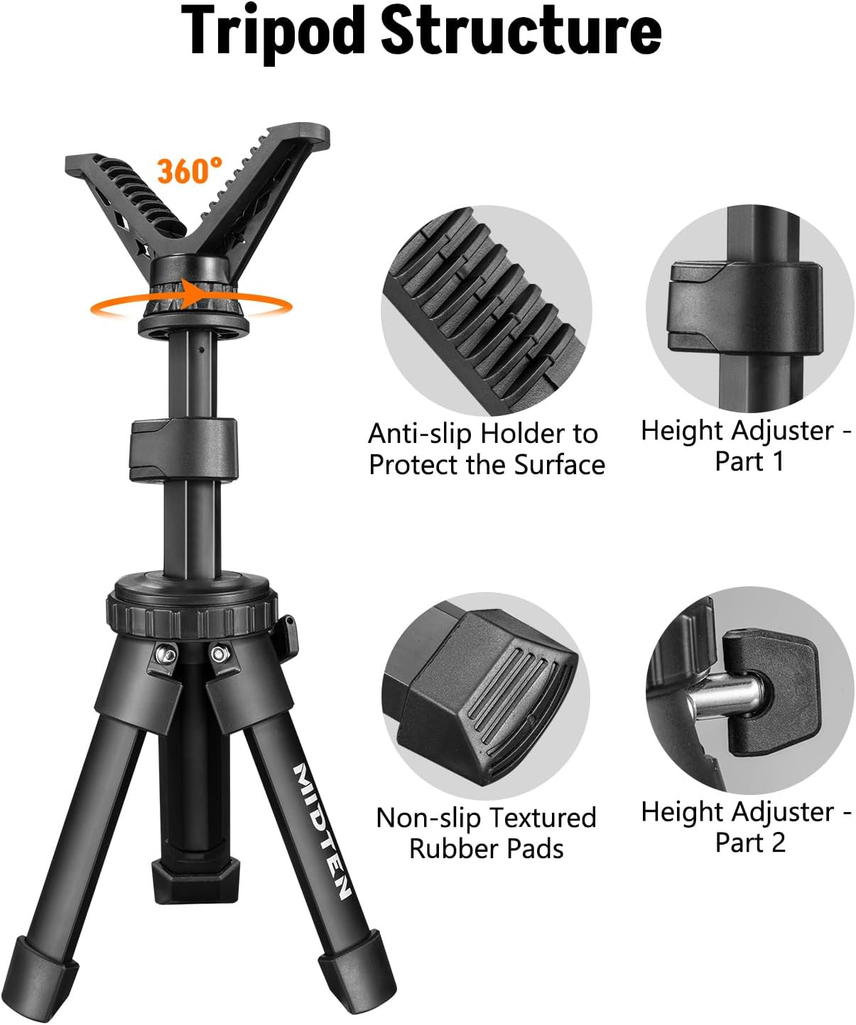 Portable Shooting Rest Tripod Rifle Stand for Range - Lightweight Bench Rest wit