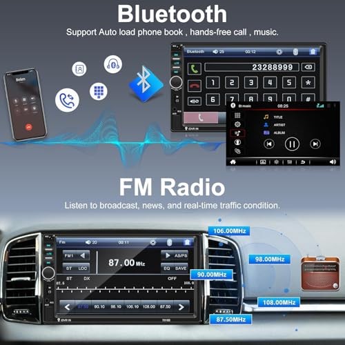 Double Din Car Stereo with Bluetooth and Wired Mirror Link + Multiple UI