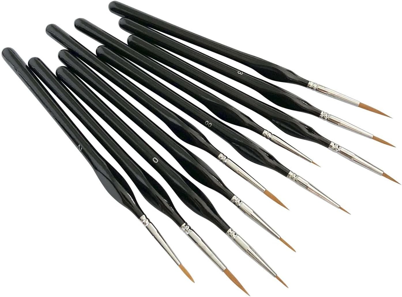 10 Pack Miniature Detail Paint Brushes Kit, Professional Tiny Small, Black