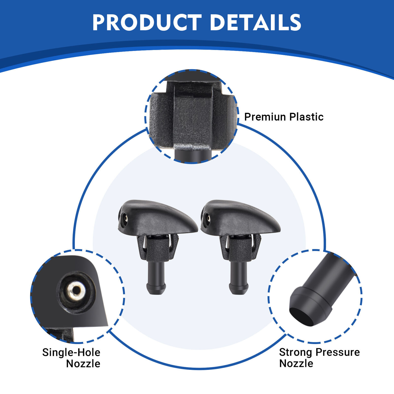 Window Windshield Wiper Nozzle Sprayer Washer Spray Nozzle Sprinkler Universal