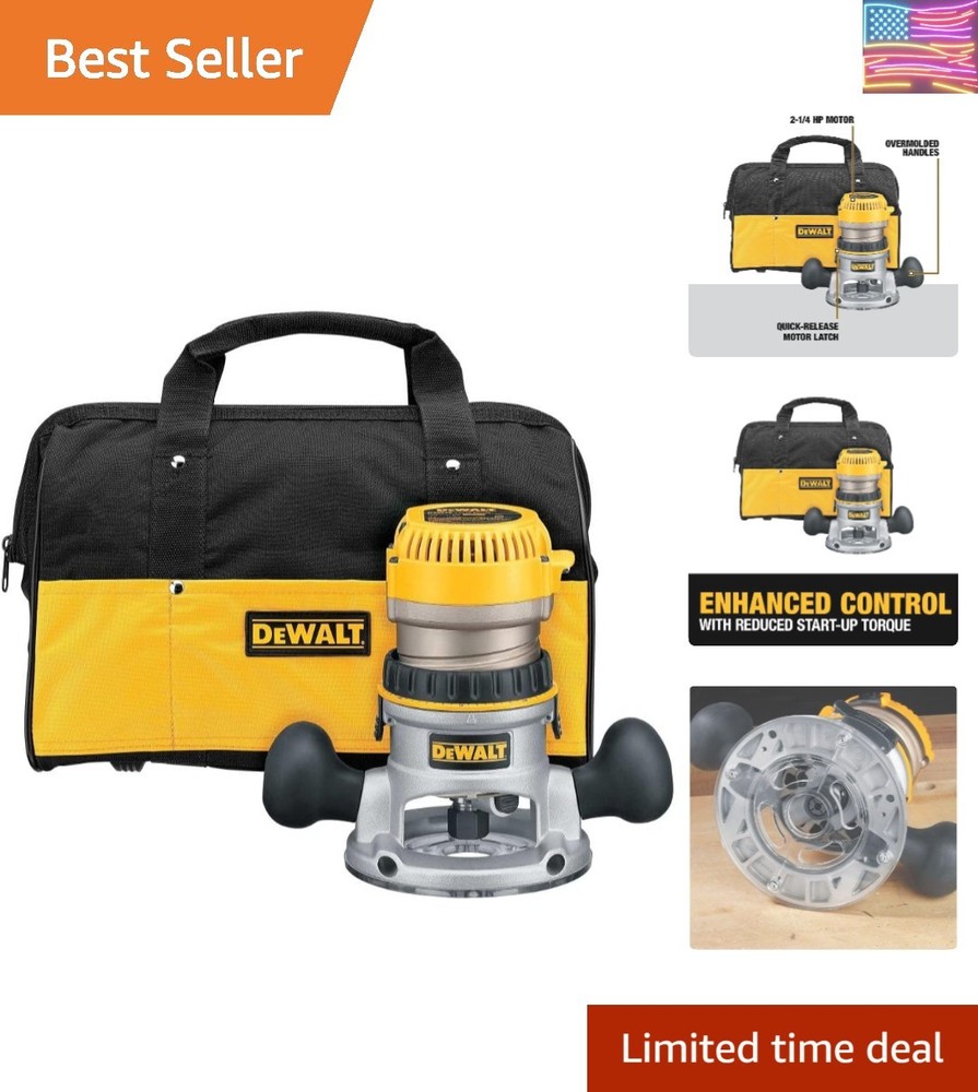 Router, Variable Speed, Fixed Base, 2-1/4 HP , Yellow