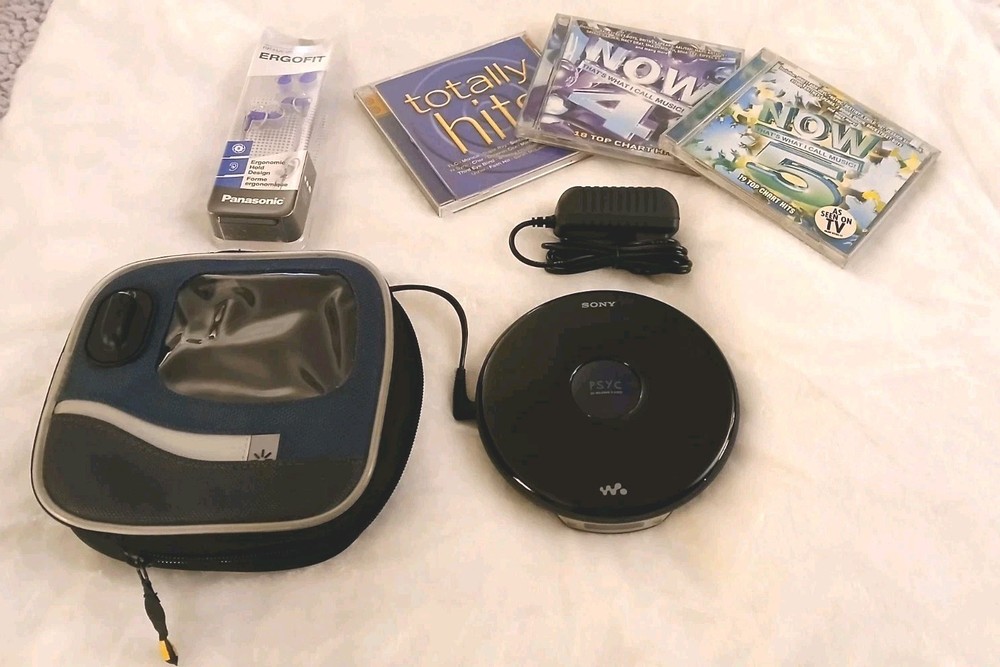 Sony D-EJ010 PSYC CD Walkman Portable Player Earbuds CDS Speakers Case Bundle
