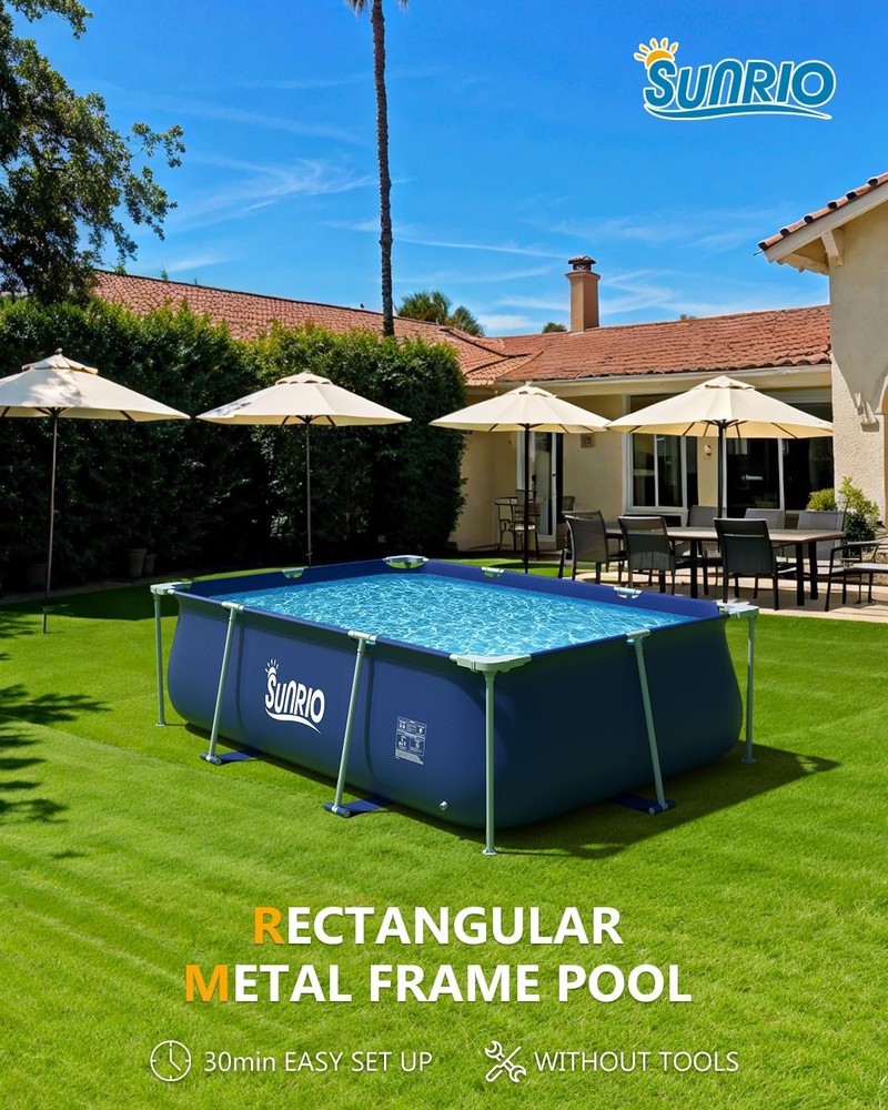 UV-Resistant 8'3" x 5' Rectangular Pool - Easy Setup for Outdoor Enjoyment