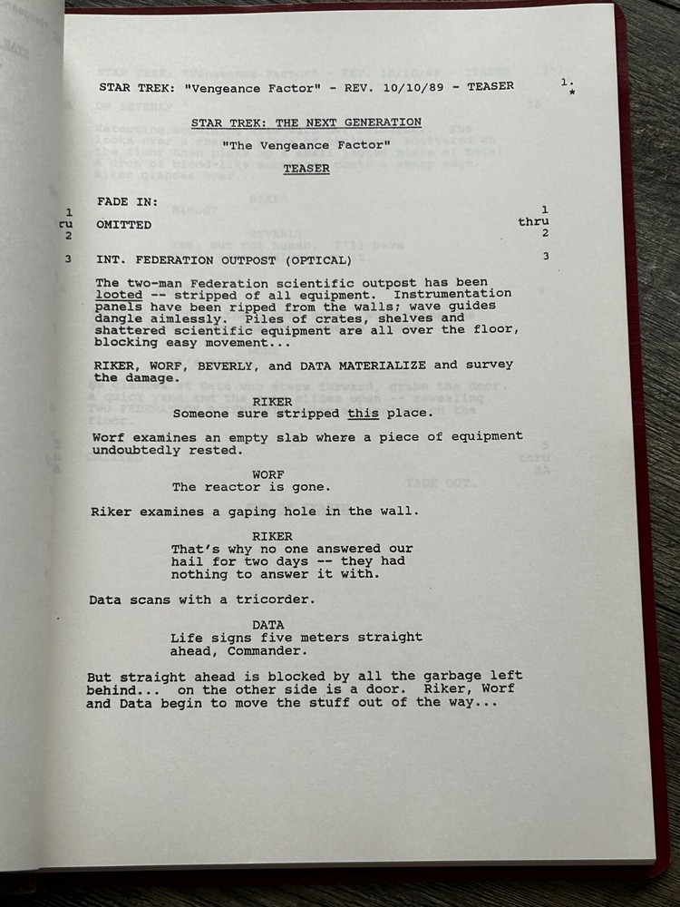 STAR TREK Script The Next Generation The Vengeance Factor Final Draft Sept 1989