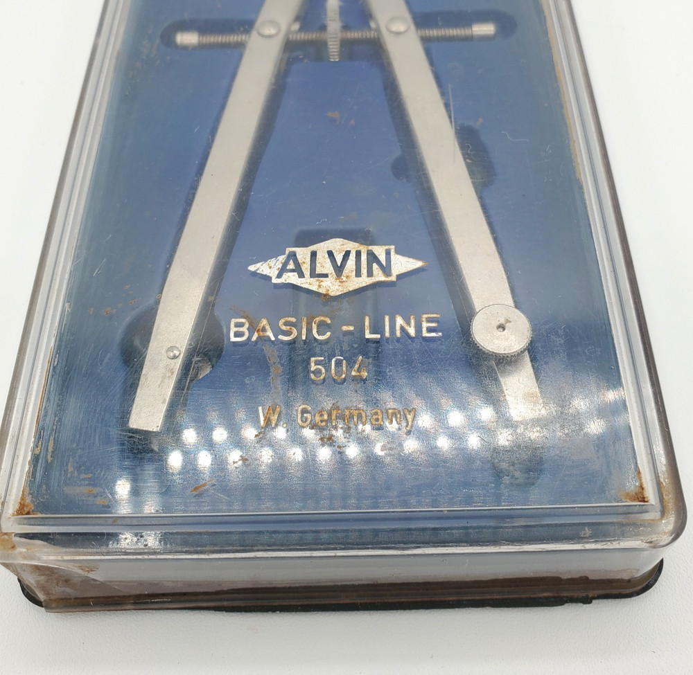 Alvin Basic Line 504 Drafting Compass Tool In Case Vintage West Germany
