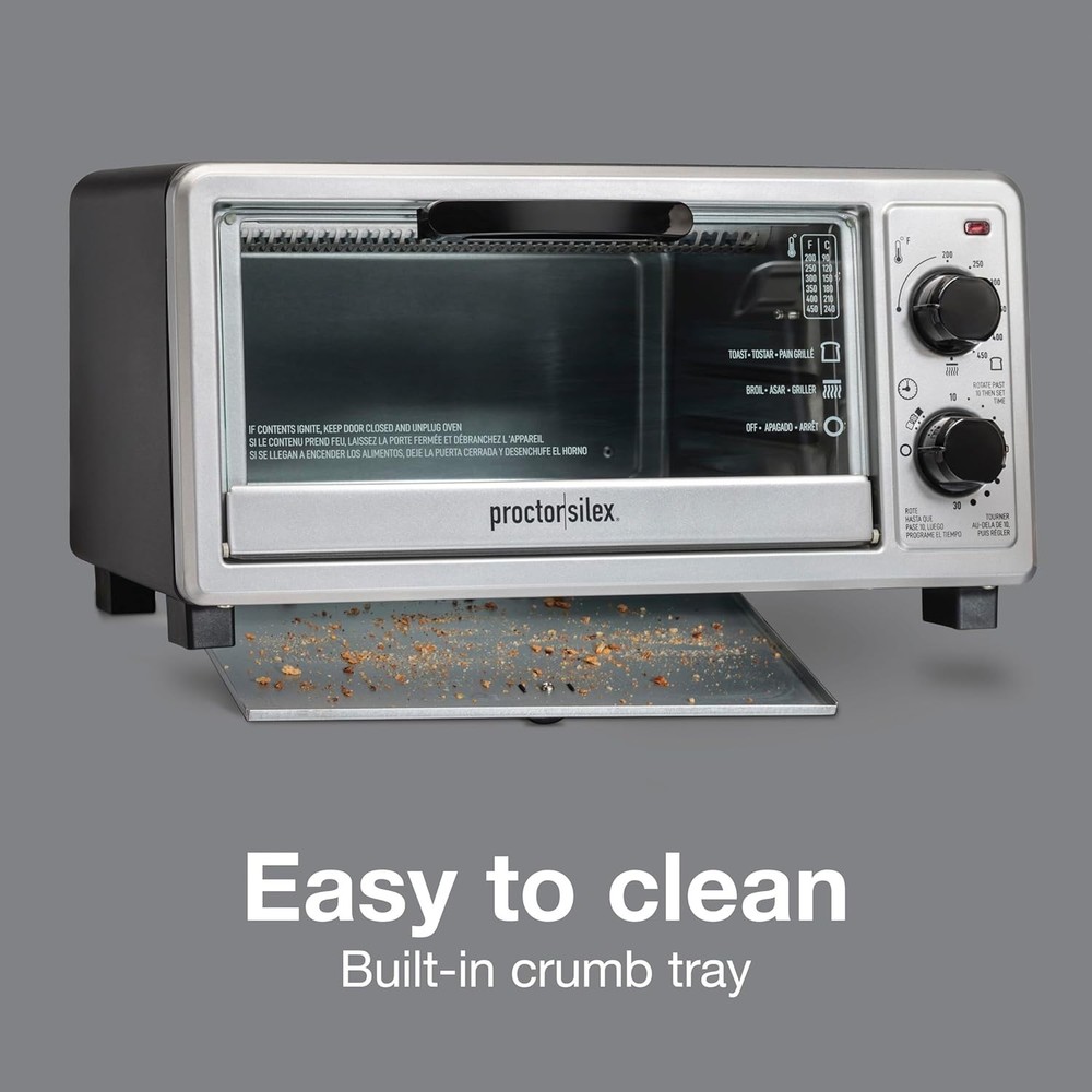 4 Slice Countertop Toaster Oven, Multi-Function with Bake, Toast and Broiler,...