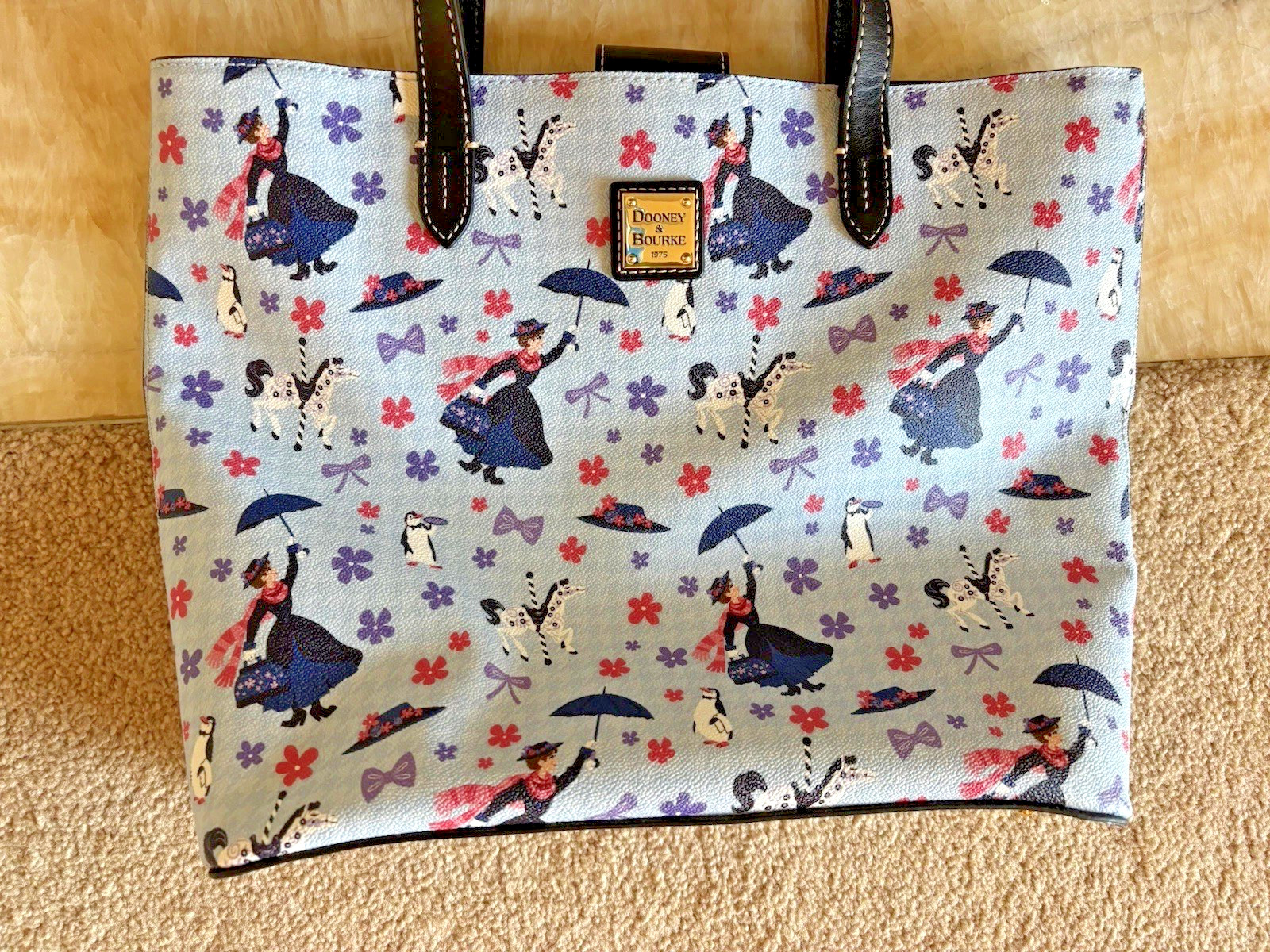 Dooney & Bourke Mary Poppins Hadley Tote Bag Disney Leather Trim Blue