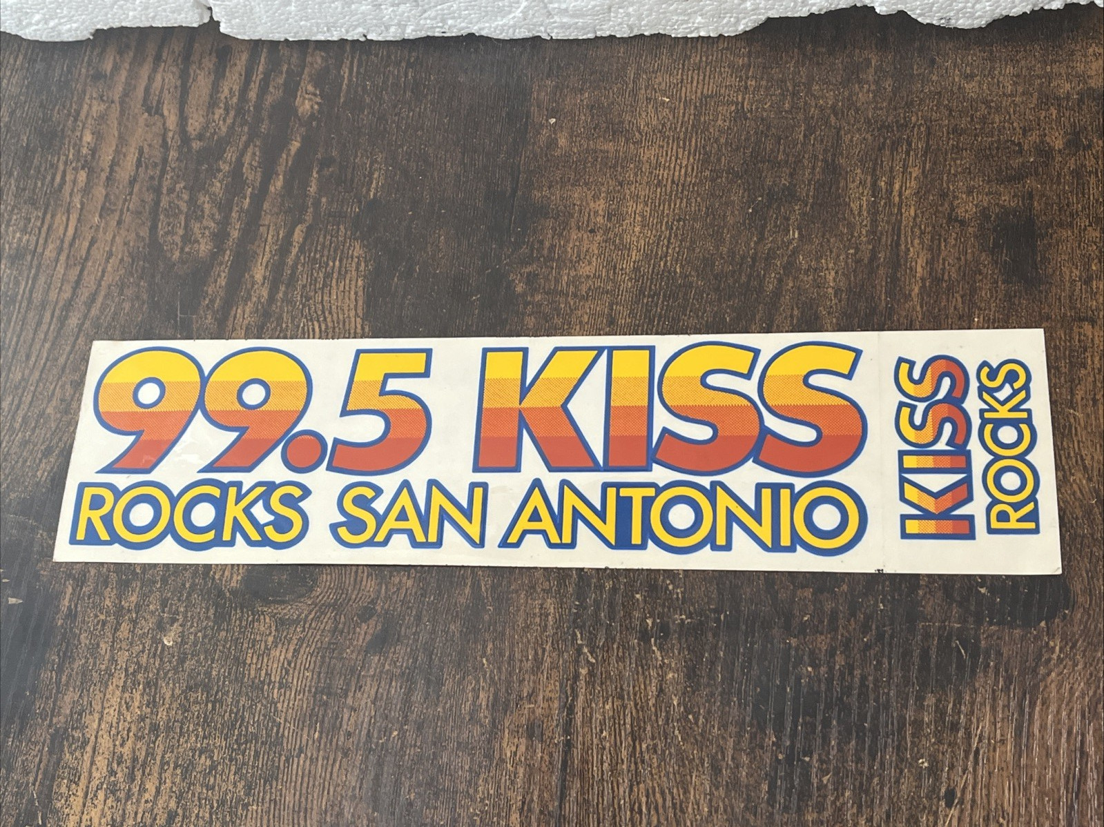 1980's Vintage 99.5 Kiss Rocks San Antonio Texas Logo Decal Sticker Bumper 11x3