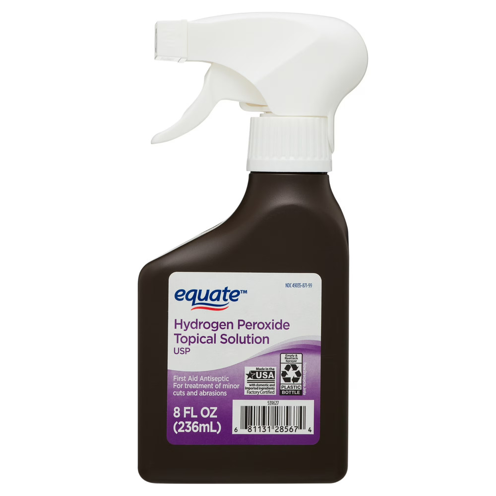 Equate 3% Hydrogen Peroxide Topical Solution Antiseptic Spray, 8 fl oz( pack 2)