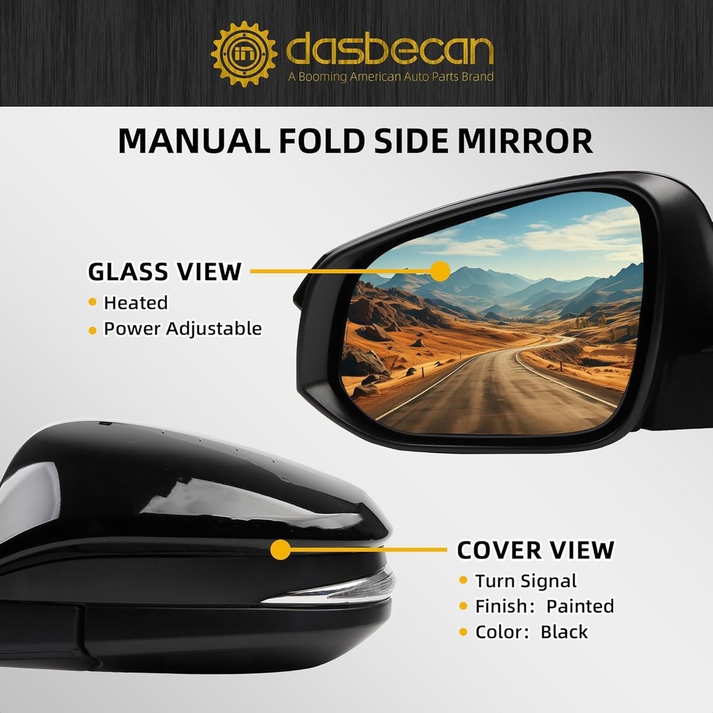 Left Driver Side Door Mirror Assembly Compatible Side, Black