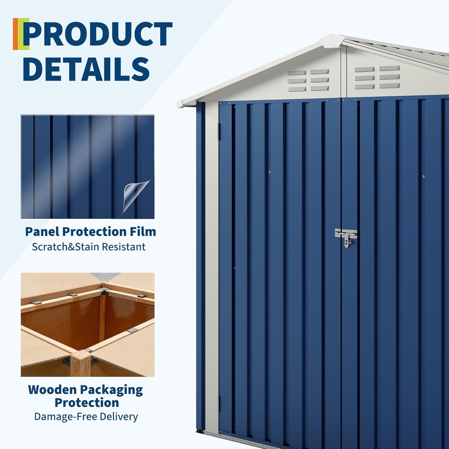 6x4 FT Outdoor Storage Shed Garden Tool Storage Shed with Roof Lockable Doors