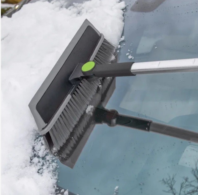 Heavy Duty 58 in Extendable Snowbrush and Ice Scraper, Neon Green
