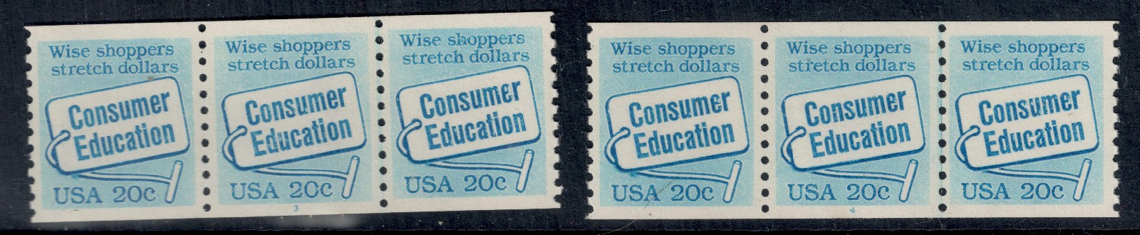 Scott #2005 Consumer Education PNC-3 Coil Strips #s 3 & 4 MNH CV $18