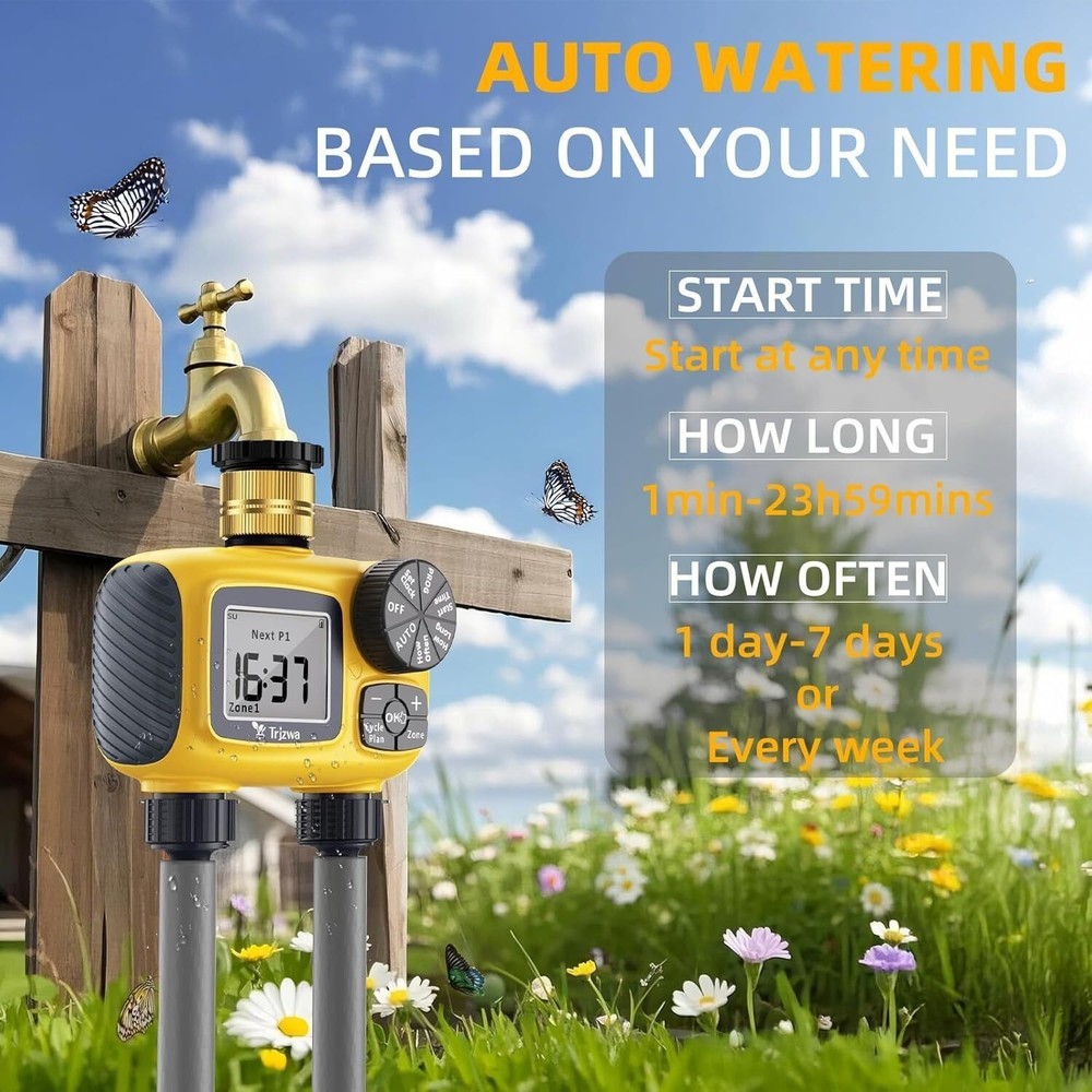 Programmable Water Hose Sprinkler Timer 2 Zone Garden Drip Irrigation Timer US