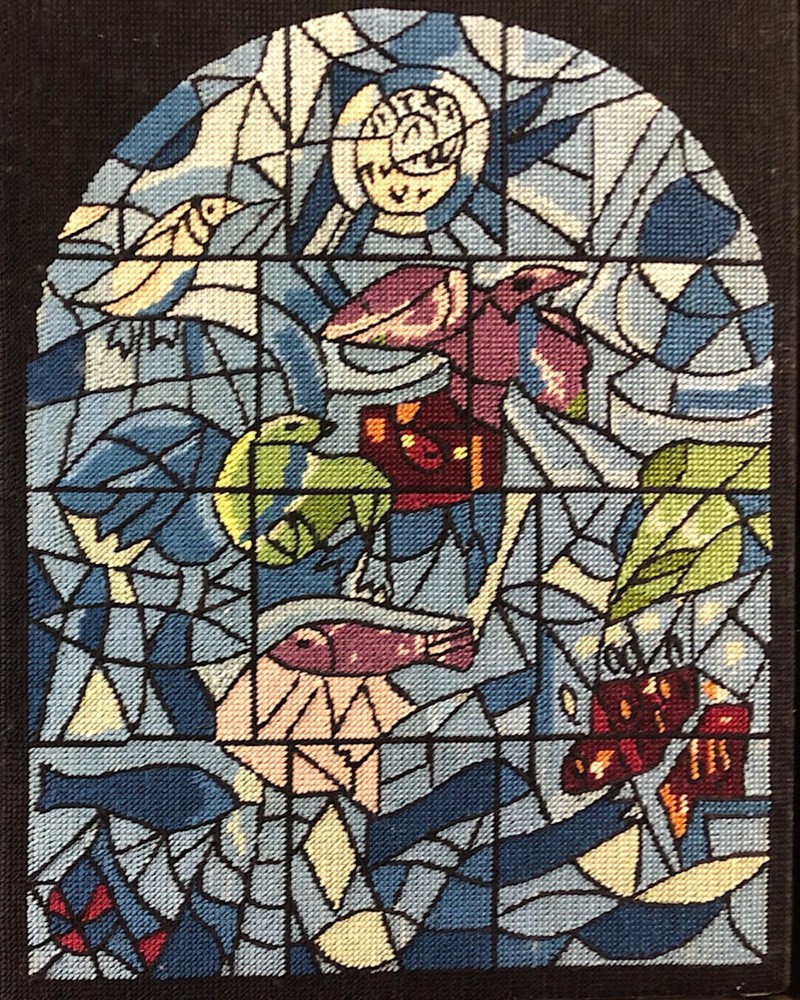 Jerusalem Window framed Needlepoint after Marc Chagall
