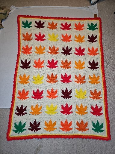Vintage Handmade Maple/Pot Leaf Afghan Blanket  Crochet Pattern