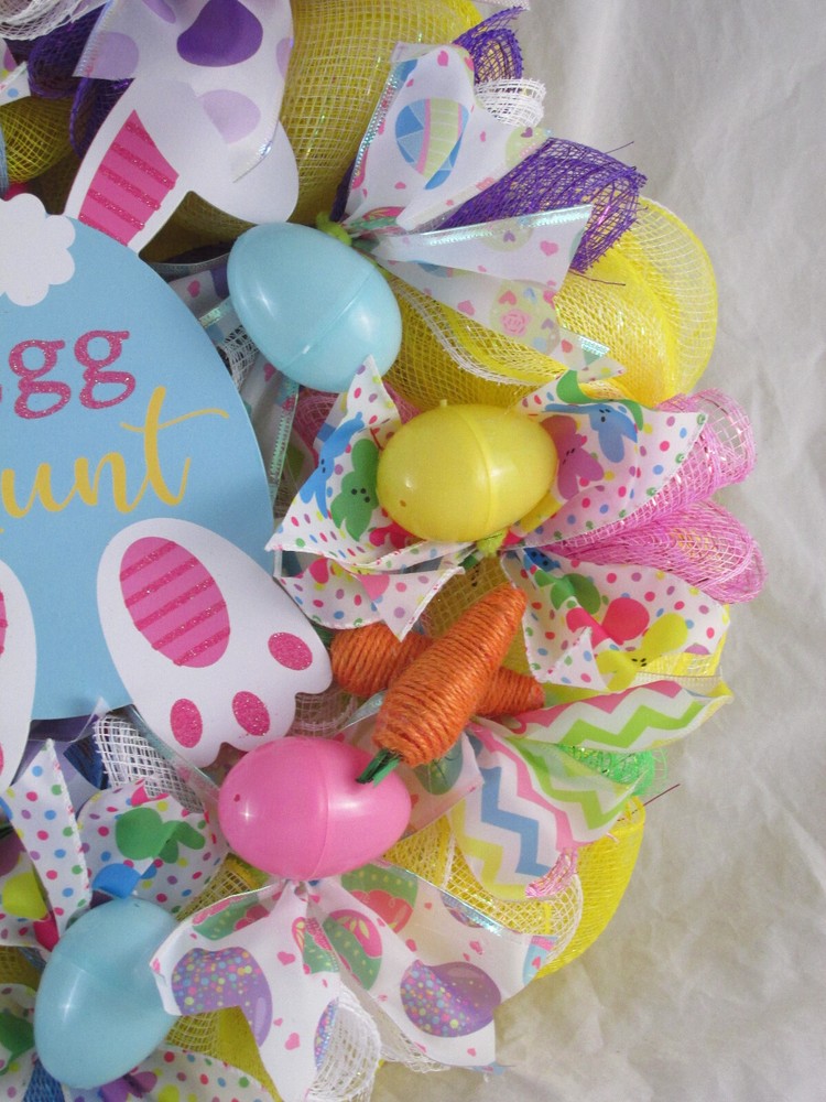 Bubbles, Cruffles, and Curls Deco Mesh Easter Wreath