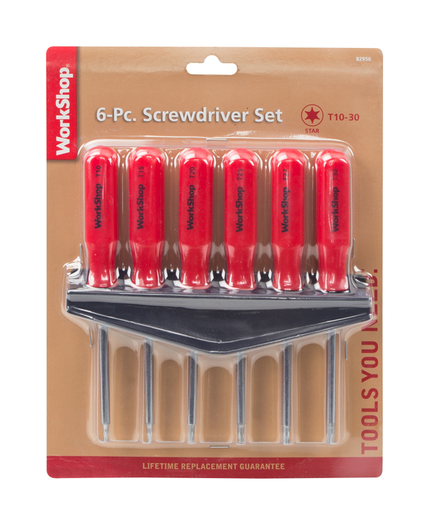 6 Pc. Star Screwdriver Set with Magnetized Tips and Storage Rack