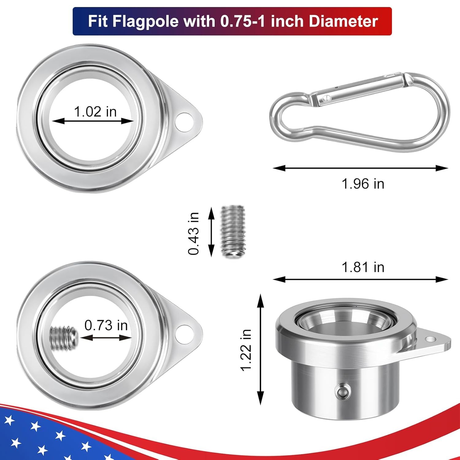 Bearing Steel Ball Flag Pole Rings, Tangle Free Aluminum Alloy Flag Pole Spinner