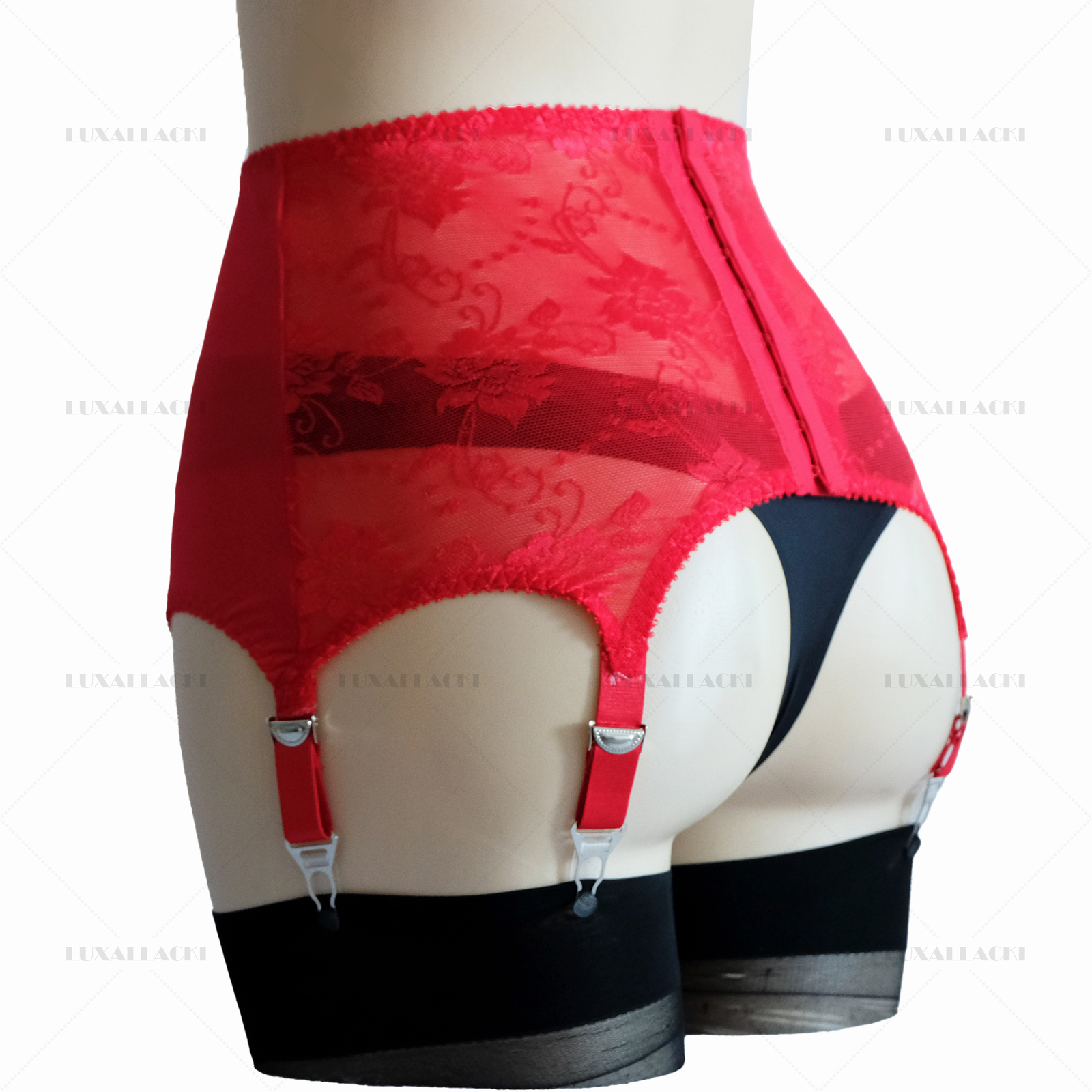 Luxallacki Classic Satin Lace Garter Belt 6 Straps Sexy Waist Girdle (3 Colors)