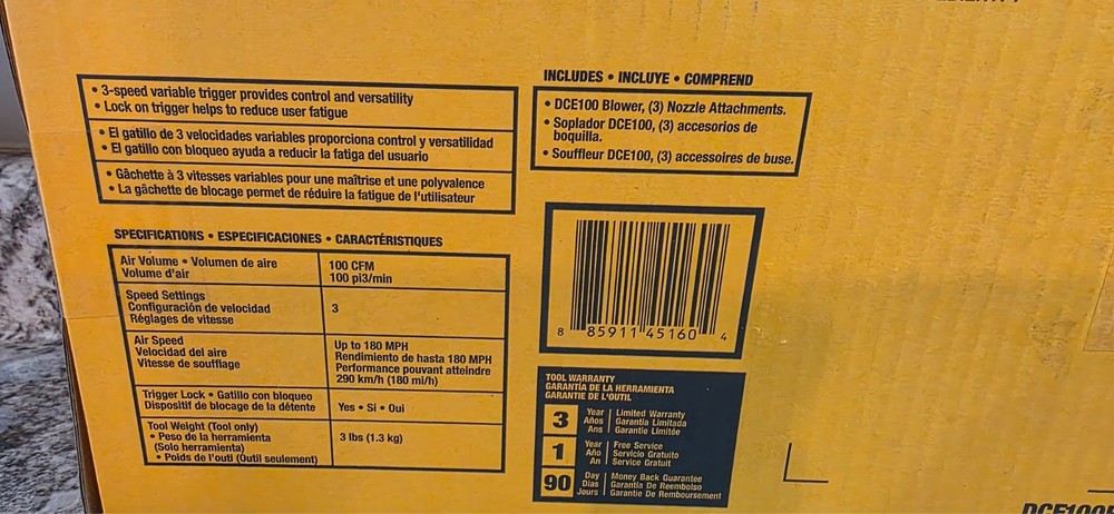 DeWALT DCE100B 20V MAX Compact Jobsite Blower - NIB