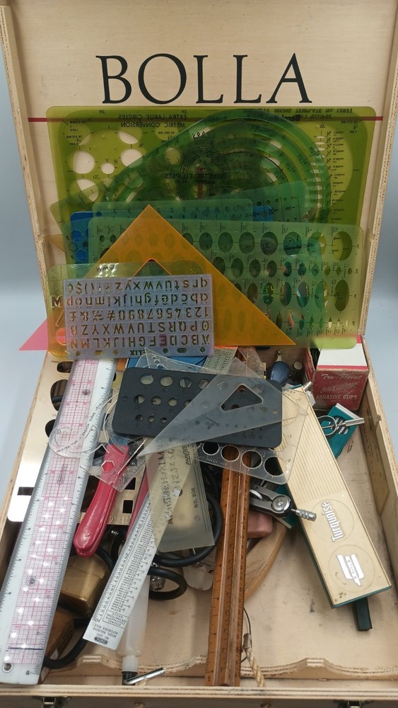Vintage Drafting Tool Lot Neptune Compass Set Geometry Tools 50+ Items