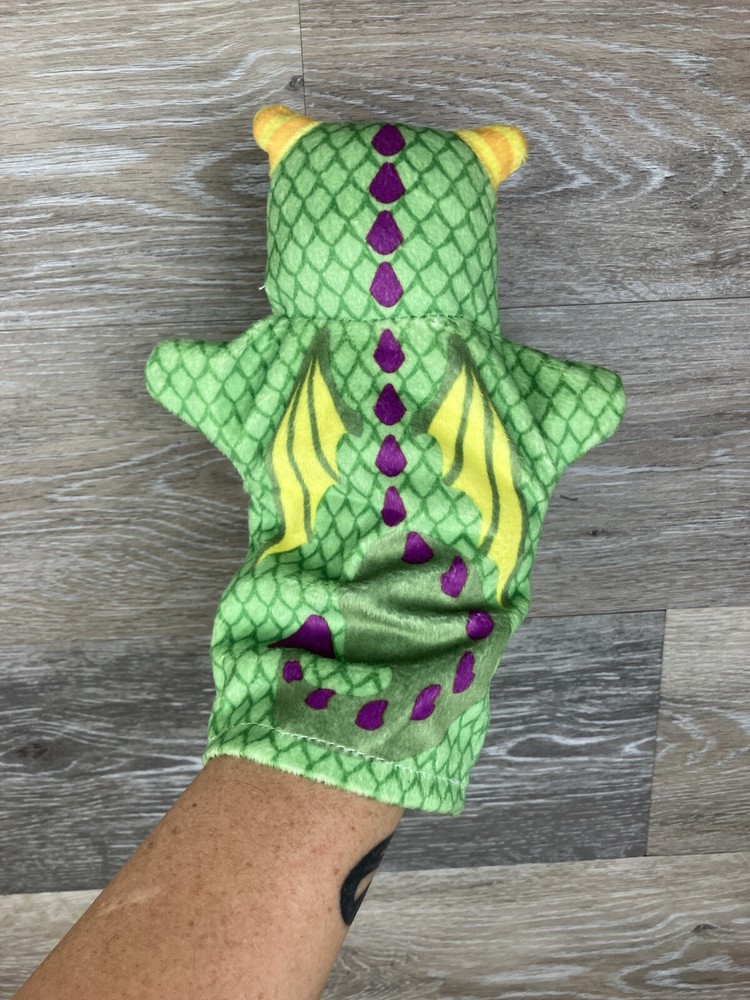 Dragon Hand Puppet Green 9” Long