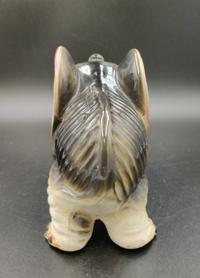 Vintage Wrinkled Ceramic Porcelain Elephant Trunk Up Figurine Good Luck