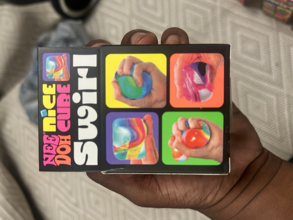 Nee Doh Nice Cube Swirl Super Solid Squish Multicolor Squeeze Toy Ages 3+