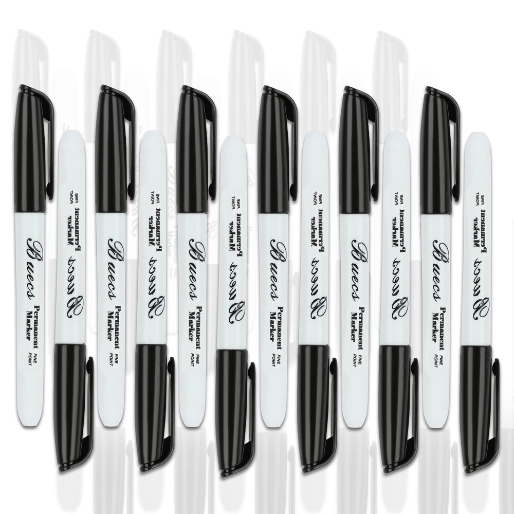 80 PCS Black Permanent Markers Fine Point Waterproof Smear Proof Bulk