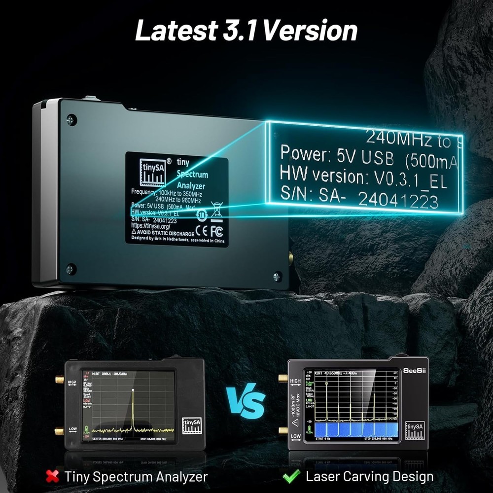 Tiny Spectrum Analyzer with Dual Inputs and Color Display for Frequency Scanning