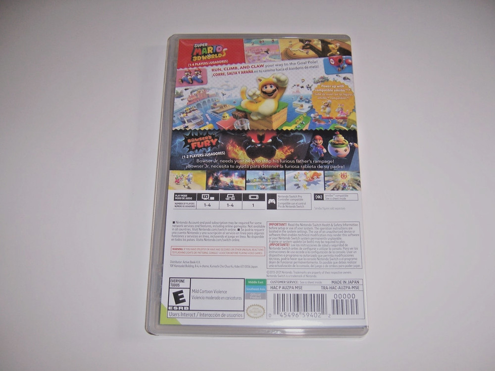 Replacement Case ONLY Super Mario 3d World Bowsers Fury Switch Box UAE Version