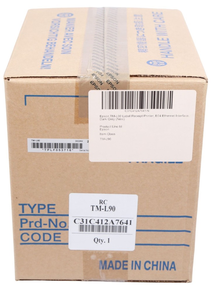 Epson TM-L90 Label Receipt Printer; E04 Ethernet Interface, Dark Grey (New)