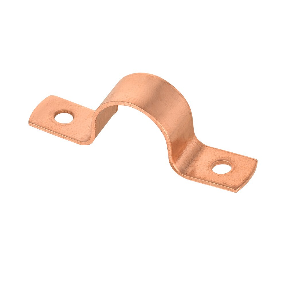 Pro 50 Pack EFIELD 1/2" Copper Pipe Straps, Two-Hole Clamp Mount, Copper Made